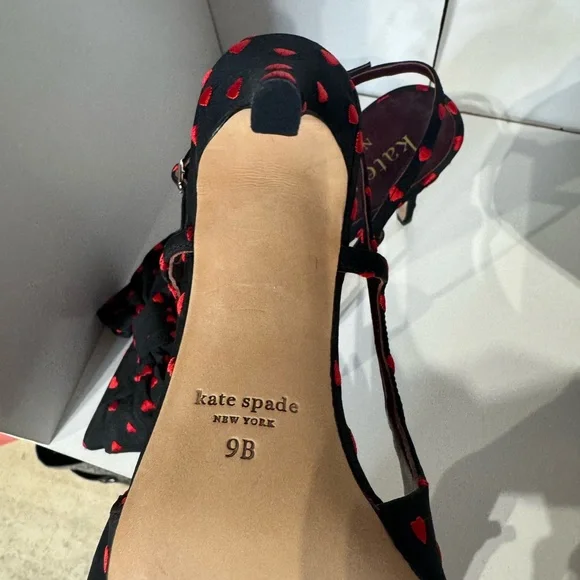 Kate Spade Black Heels with Red Bow Accents - Picture 4 of 5